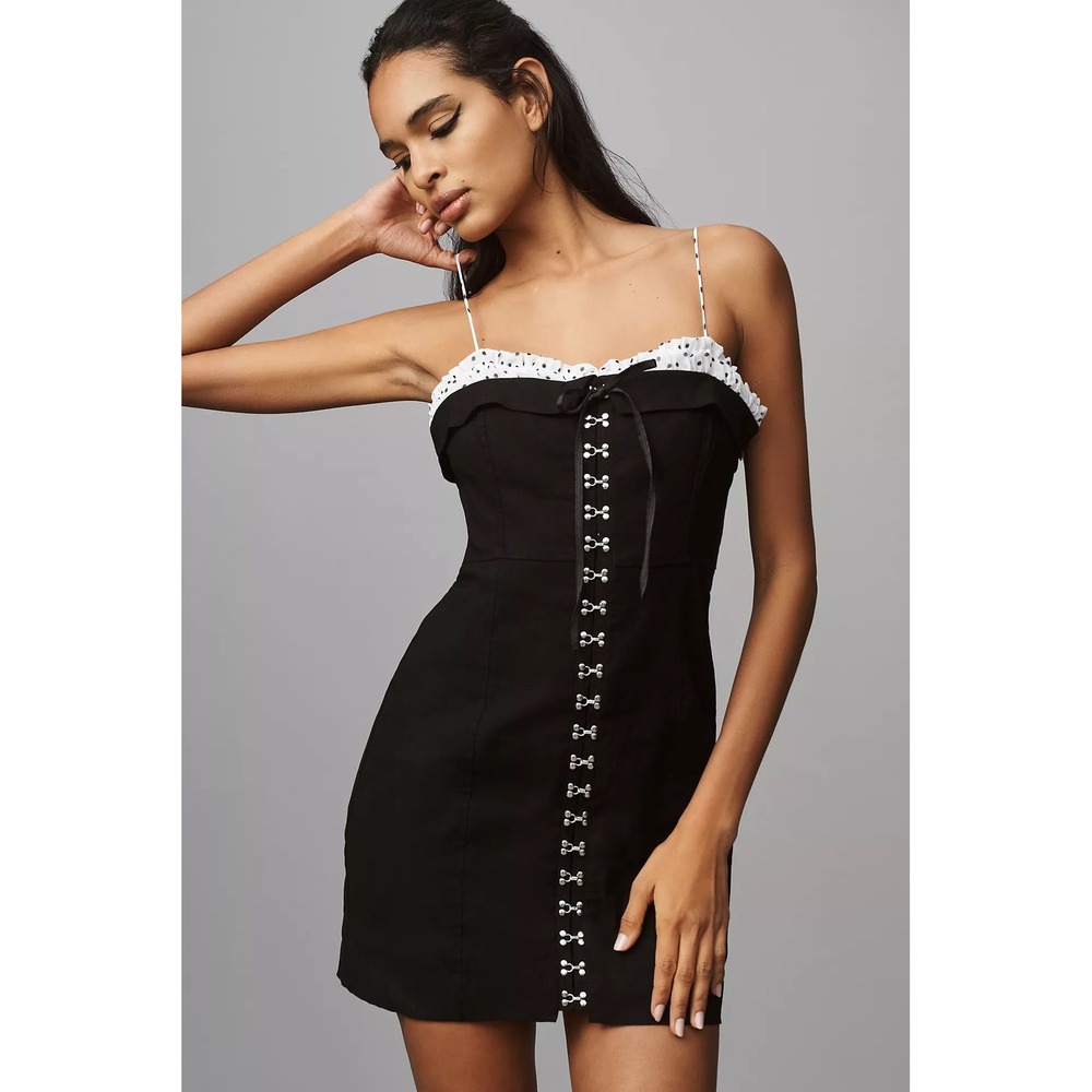 NWT Anthropologie Maeve Sleeveless Bustier Mini Dress Black XL Cute Grunge Punk